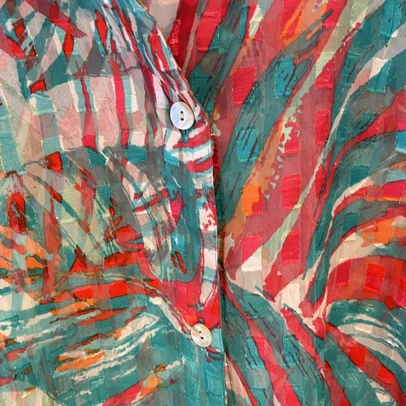 Ruby Rd. Colorful Button Blouse Spring Easter Abstract - Picture 4 of 9